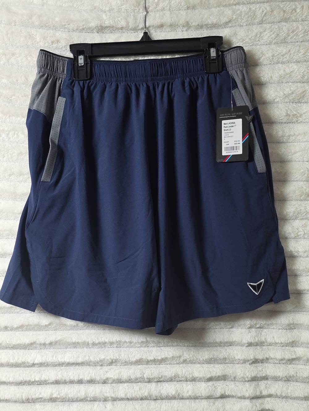 0534 Korsa Men's Navy Athletic Performance‎ Shorts with Gray Accents